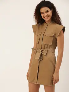 FOREVER 21 Brown Solid Mini Blazer Dress With A Belt