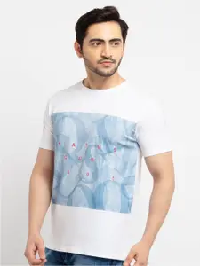 Status Quo Men White Printed Applique T-shirt