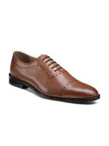 HATS OFF ACCESSORIES Men Tan Solid Genuine Leather Formal Oxfords