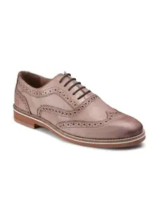 HATS OFF ACCESSORIES Men Tan Textured Leather Brogues