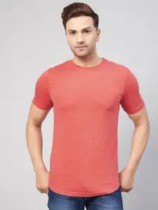 GRITSTONES Men Pink Solid Cotton Regular Fit T-shirt