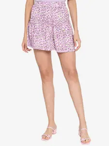 ZALORA BASICS Women Purple Ruffle Detail Mini Skirt