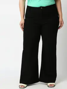 Freeform by High Star Women Plus Size Black Wide Leg High-Rise Stretchable Jeans