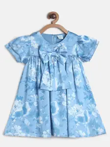 MINI KLUB Blue Floral Printed A-Line Flared Dress