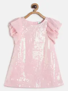 MINI KLUB Pink Embellished A-Line Dress