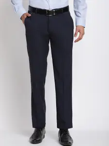 Cantabil Men Navy Blue Original Pure Cotton Regular Fit Formal Trousers