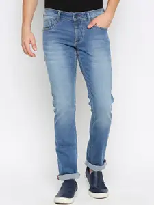 Basics Men Blue Tapered Fit Heavy Fade Stretchable Jeans