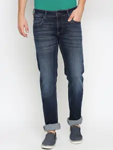 Basics Men Navy Blue Super Skinny Fit Low-Rise Low Distress Stretchable Jeans