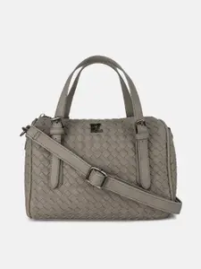 Kazo Grey Textured PU Structured Satchel with Quilted