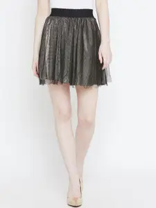 Camey Women Gold-Toned & Black A-Line Mini Skirts