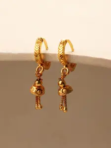 ANIKAS CREATION Gold-Toned Contemporary Drop Earrings