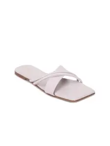 FOREVER 21 Women White Colourblocked Open Toe Flats with Bows