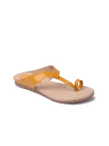 Picktoes Women Yellow Solid One Toe Flats