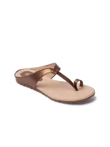 Picktoes Women Copper-Toned One Toe Flats