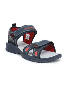 ABROS Men Navy Blue & Red Rubber Sports Sandals