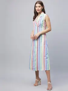 StyleStone Multicoloured Striped A-Line Midi Dress