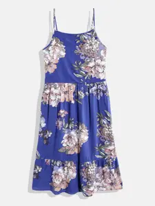 Allen Solly Junior Girls Floral Print A-Line Midi Dress