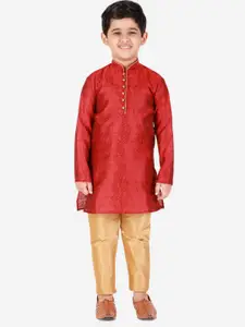 Pro-Ethic STYLE DEVELOPER Boys Maroon Paisley Kurta with Pyjamas