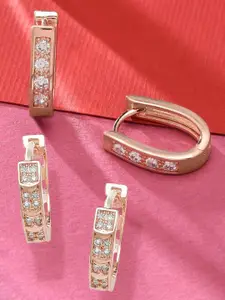 Zaveri Pearls Set of 2 Rose Gold Contemporary Hoop Earrings