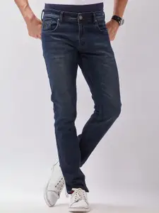 Oxemberg Men Navy Blue Lean Slim Fit Light Fade Jeans