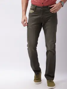 Oxemberg Men Olive Green Lean Slim Fit Jeans