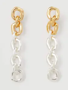 MANGO Gold-Toned & Silver-Toned Contemporary Drop Earrings