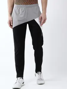 Masch Sports Masch Sports Men Black & Grey Regular Fit Colourblocked Dry-Fit Track Pants