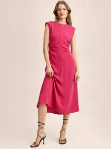 MANGO Fuchsia Pink A-Line Midi Dress