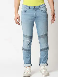 WAIMEA Men Blue Slim Fit Mildly Distressed Light Fade Stretchable Jeans