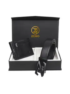 ZORO Men Black Belt Wallet Combo Set