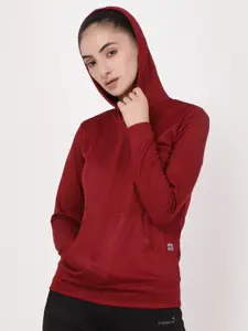 STUDIOACTIV Women Burgundy Hooded Sweatshirt