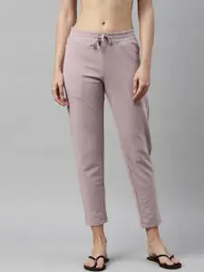 Enamor Women Pink Solid Cotton Lounge Pants