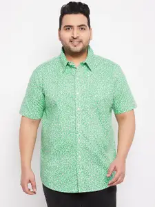 bigbanana Men Plus Size Green Classic Floral Printed Cotton Casual Shirt