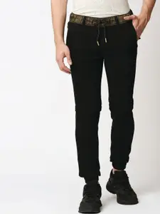 WAIMEA Men Black Solid Slim Fit Slash Knee Stretchable Cotton Jogger Jeans