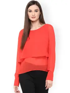 Harpa Women Coral Red Layered Top