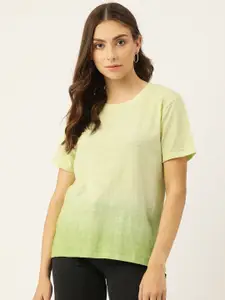 PIRKO Women Green Tie and Dyed Cotton T-shirt
