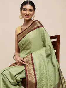 VASTRANAND Pista Green Checked Pure Silk Gadwal Saree
