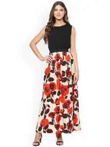 Harpa Women Black Floral Print Maxi Dress