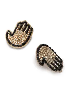 FOREVER 21 Gold-Toned & Black Contemporary Studs Earrings