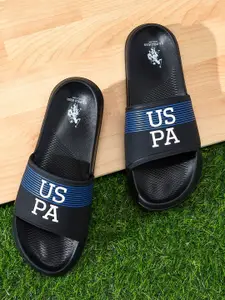 U.S. Polo Assn. Men Black BEESLEY 4.0 Printed Sliders