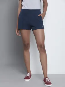 Tommy Hilfiger Women Navy Blue Solid Mid-Rise Regular Shorts