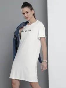 Tommy Hilfiger White Embroidered T-shirt Dress