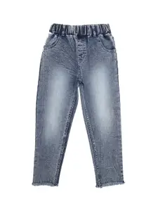 Kotty Girls Blue Jean Regular Fit Heavy Fade Cotton Jeans