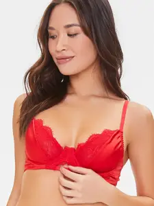 FOREVER 21 Red Floral Lace Everyday Bra