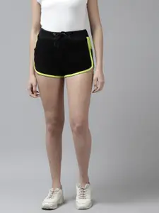 The Dry State Women Black High-Rise Sports Shorts