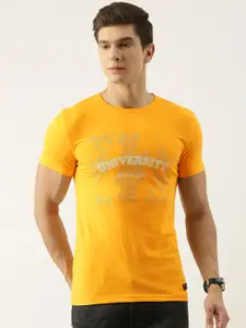 PETER ENGLAND UNIVERSITY Men Yellow Brand Logo Printed T-shirt