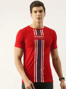 PETER ENGLAND UNIVERSITY Men Red Brand Logo Printed T-shirt