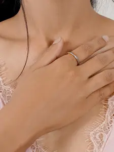 JOKER & WITCH Gold-Toned & White Stone-Studded Finger Ring