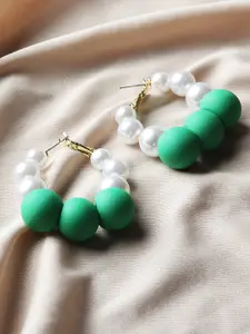 Kazo White & Green Contemporary Drop Earrings