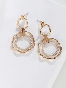 Kazo Gold-Toned Contemporary Drop Earrings